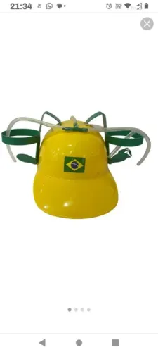 Capacete porta latas com Canudos para Bebidas - Brasil