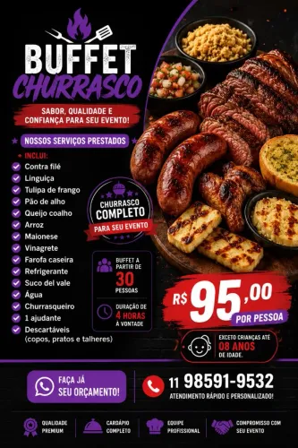 Confira nosso buffet de churrasco à domicílio 