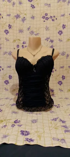 corset feminino preto com renda