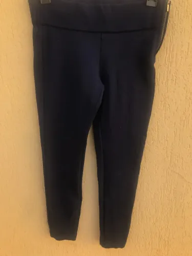 Calça Azul Marinho Leggin Com Zíper Da Marca Zara