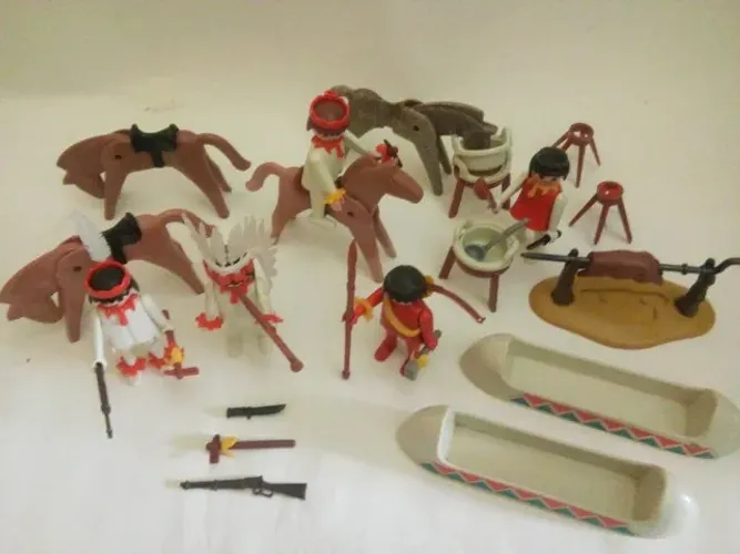 Lindo acampamento indígena Playmobil Troll anos 70 c/ vários acessórios