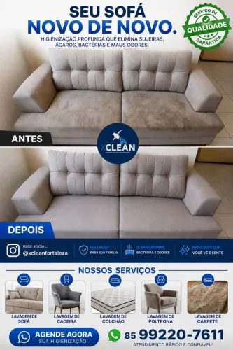 Higienização de sofá, colchão, poltrona