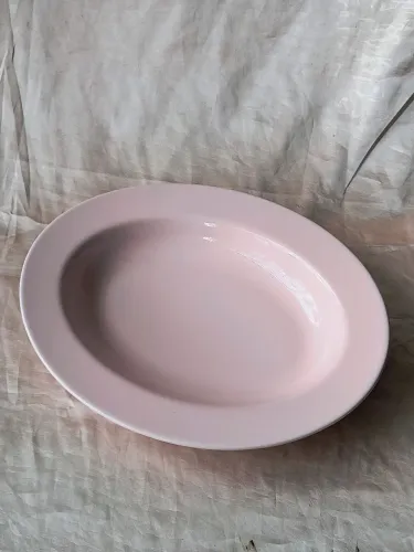 travessa oval em cerâmica rosa linda antigo antiquario decoração vintage colecionador