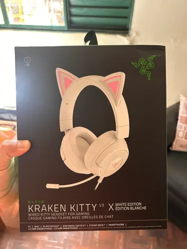 Razer Fone de ouvido para jogos Kraken Kitty V3 X com fio: Kitty Ears