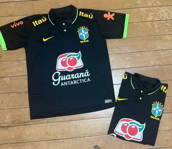 Camisa Polo Seleção Brasileira Preta Treinador