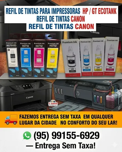 Tintas de impressora HP GT Ecotank e Refil de tintas cânon entrega grátis