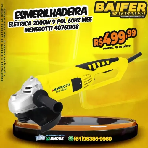 Esmerilhadeira 2000w 9 Pol 60Hz MEE Menegotti 40760108