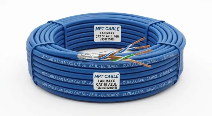 CABO DE REDE MPT CABLE / LAN MAXX / CAT 5E AZUL 10M (53021545)