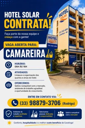 VAGA DE EMPREGO - CAMAREIRA EM CARATINGA-MG
