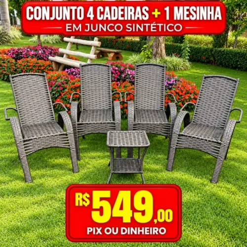 CONJUNTO DE CADEIRA EM JUNCO SINTÉTICO