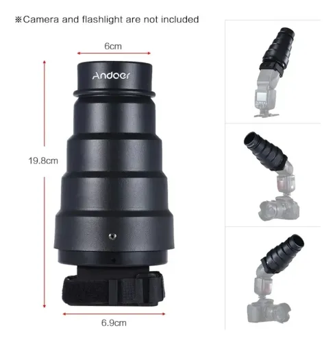 Modificador Cônico Andoer Flash Snoot Com Cor De 50 Graus