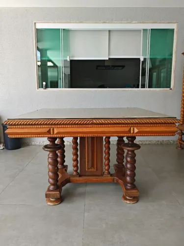 Mesa madeira nobre 6 lugares rustico antigo