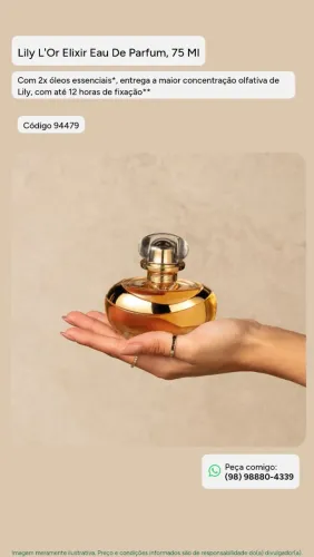 Perfumes Lily apartir de 190R$ e Hidratante apartir de 90R$