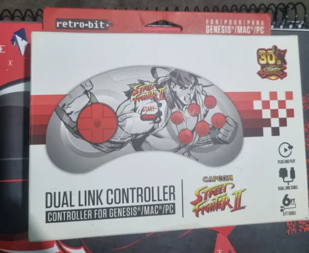 Retro-Bit Street Fighter Genesis & USB Dual Link Controller for PC, Mac