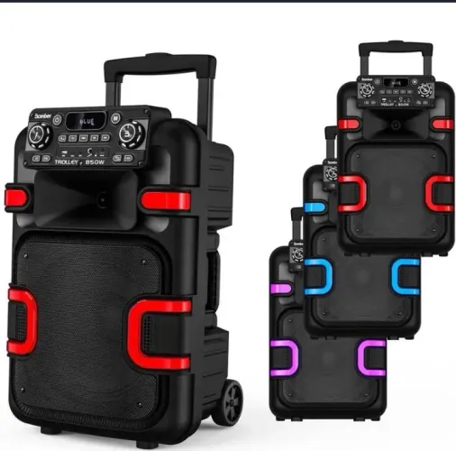 Caixa De Som Amplificada Bomber Trolley 850w Bluetooth USB TWS LED