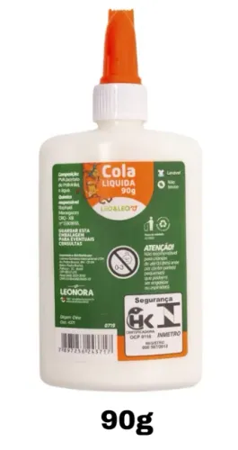 Kit 4 Colas Líquidas Brancas Escolares 90g Leo&Leo com Espátula