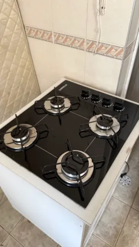 Cooktop Chamalux 4 Bocas Vidro Preto Bivolt com Balcão/Suporte  