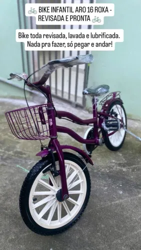 Bike Infantil Aro 16 Roxa - Revisada e Pronta pra Usar