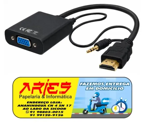 CABO ADAPTADOR HDMI X VGA COM P2 PLUSCABLE ADP-HDMIVGA20BK