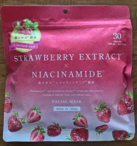 Máscara Facial - Strawberry Extract x Niacinamide - Pacote com 30.