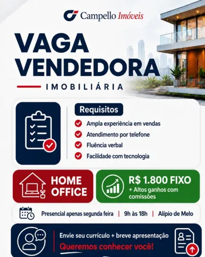 Vaga  vendedora home office 