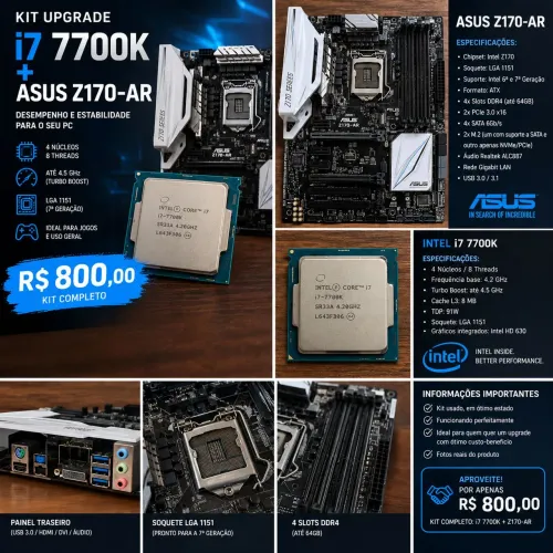 Kit Intel Core i7-7700K + ASUS Z170-AR ? R$ 800