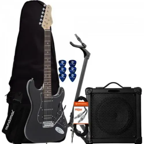 Kit Guitarra GIANNINI G-101 C/Escudo Preto + Cubo + Acessórios
