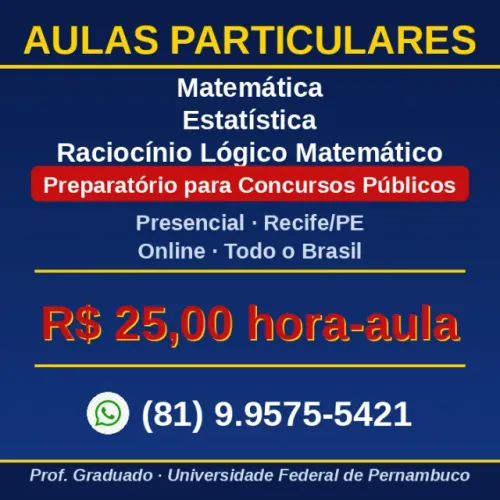 PROFESSOR ESTATISTICA PRESENCIAL RECIFE ONLINE TODO BRASIL