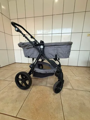 Carrinho de Bebê Cosco Kids Travel System Poppy Trio Cinza Mescla