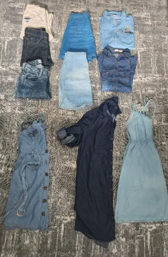 Jeans Premium Feminino (9 Peças) - Calças, Camisas e Vestidos