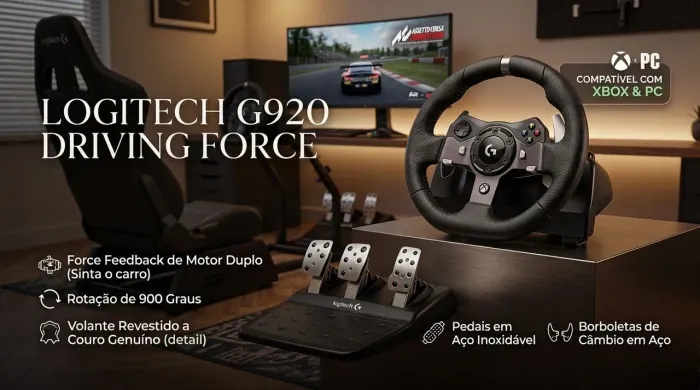 Volante e Pedal Logitech G920 Driving Force