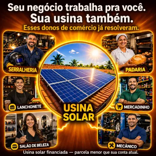 Usina Solar para Comércio | Parcela Menor que sua Conta | Financiamento Caixa