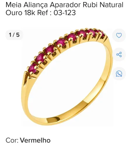 Vendo anel de ouro pedra rubi