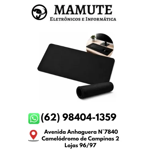 Mousepad Office Grande 80 X 30cm Preto Gamer Cabe Teclado e Mouse