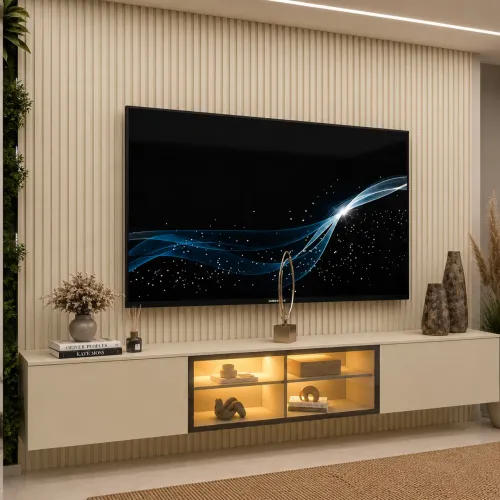 PAINEL RIPADO - COM NICHO COM LED - MEDIDAS 2.50x2.18
