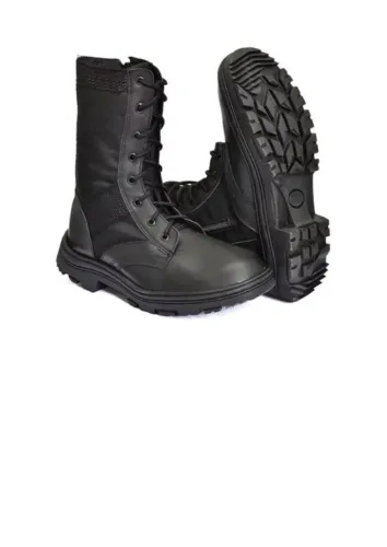Coturno Militar Couro Extra Leve com zíper 44 preto.
