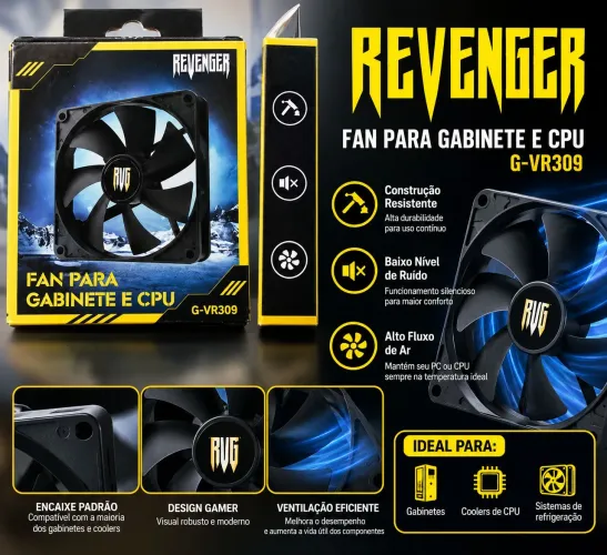 Cooler Fan Revenger G-VR309 para Gabinete e CPU - Ventoinha para PC
