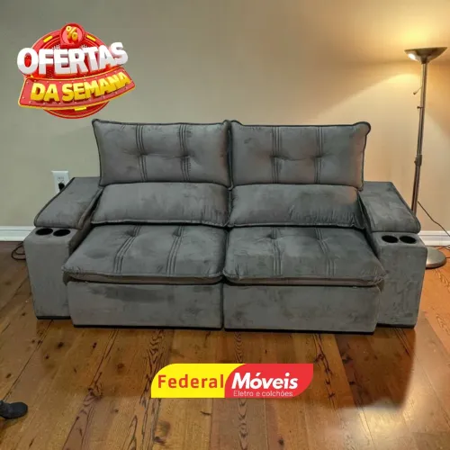 Sofá Retrátil e Reclinável Moderno 2,25m Super Oferta - Entregamos