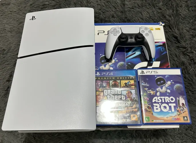 Playstation slim mídia física 1TB com 1 controle e 2 jogos