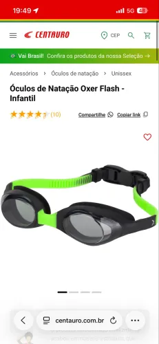 Óculos de natação infantil