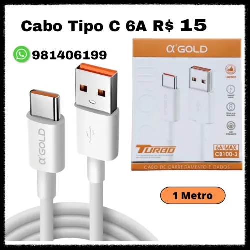 Cabo Tipo C Gold R$ 15