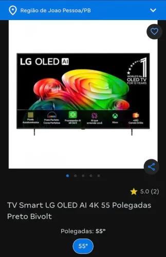 Smart TV LG OLED 55" 4k, modelo OLED 55C1PSA, pretos absolutos, cores vibrantes e contrast