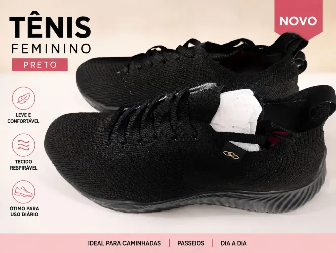 Tênis Feminino Preto Casual