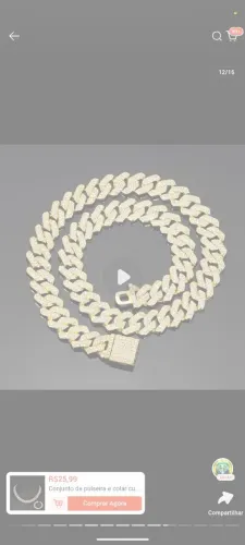 Vendo uma corrente masculino linda cravejada linda cor de ouro