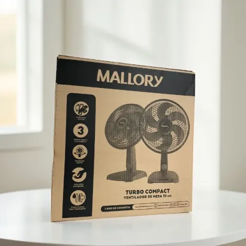 Ventilador de Mesa Mallory 30cm Turbo Compact Preto an15
