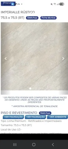 Piso retificado 75,5 x 75,5 30m2 de piso