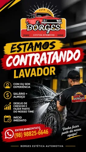 Vaga disponível para lavador