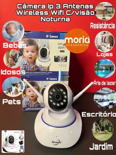 Babá eletrônica Câmera lp 3 Antenas Wireless Wifi C/visão Noturna
