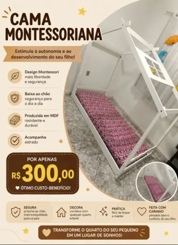 Cama montessoriana solteiro 100% mdf