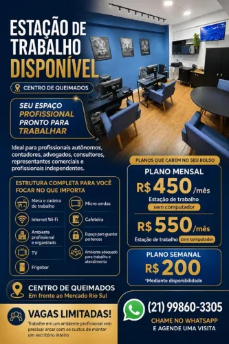 CoWorking - Aluguel de Posição de Trabalho em Queimados RJ